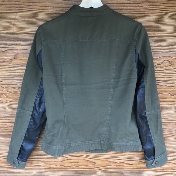 Marc NY Green Military Jacket with Faux Leather M - Picture 4 of 6